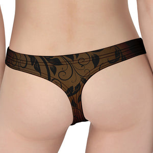 Dark Brown Western Damask Print Women's Thong