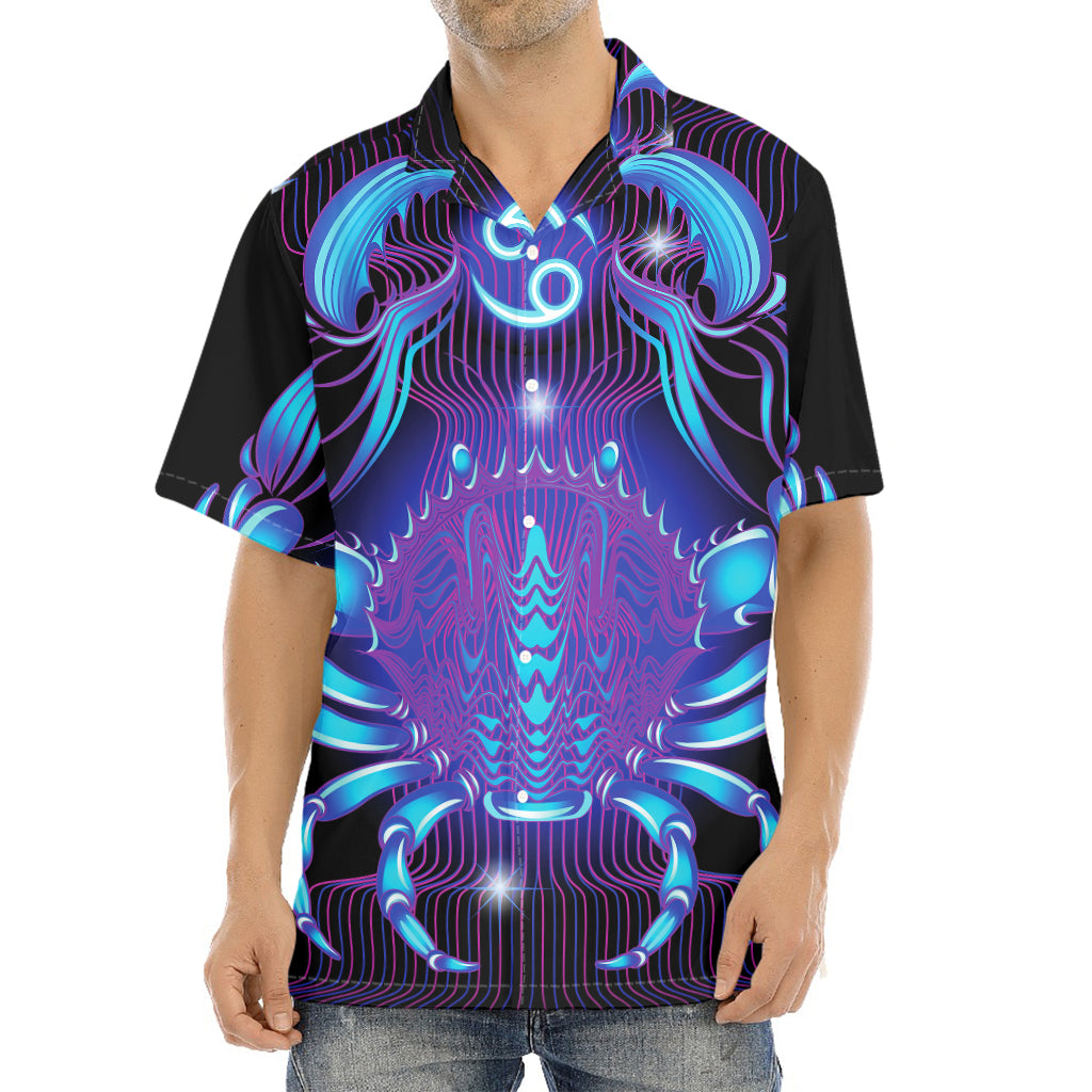 Dark Cancer Zodiac Sign Print Aloha Shirt