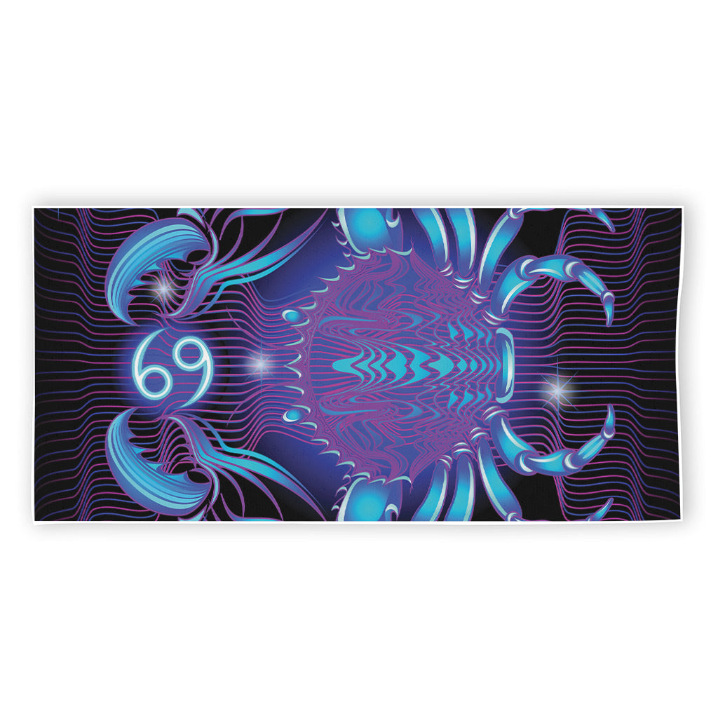 Dark Cancer Zodiac Sign Print Beach Towel