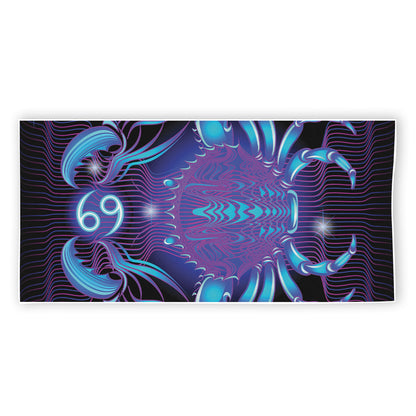 Dark Cancer Zodiac Sign Print Beach Towel