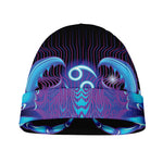 Dark Cancer Zodiac Sign Print Beanie