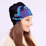 Dark Cancer Zodiac Sign Print Beanie