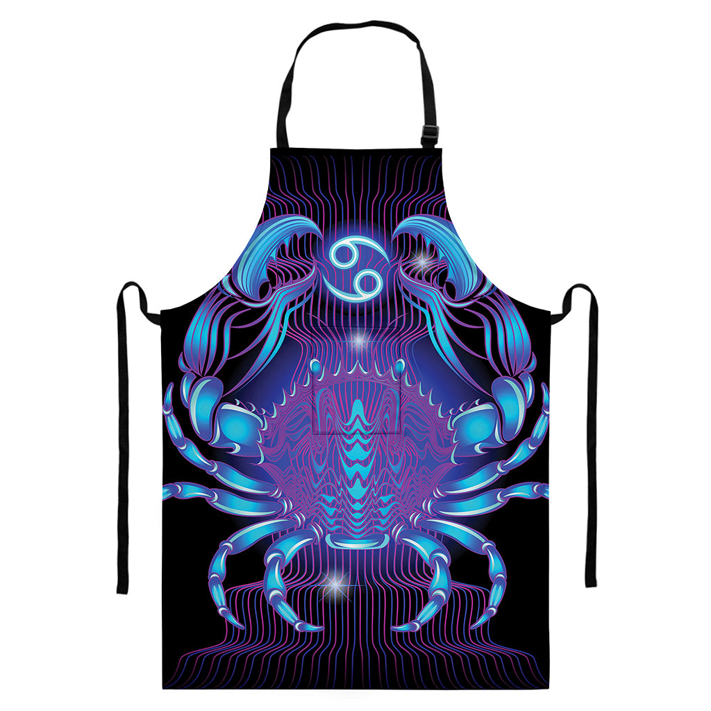 Dark Cancer Zodiac Sign Print Bib Apron With Pocket