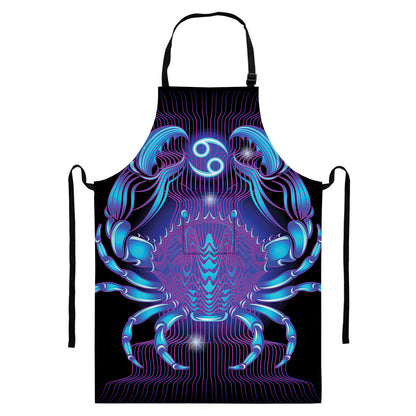 Dark Cancer Zodiac Sign Print Bib Apron With Pocket