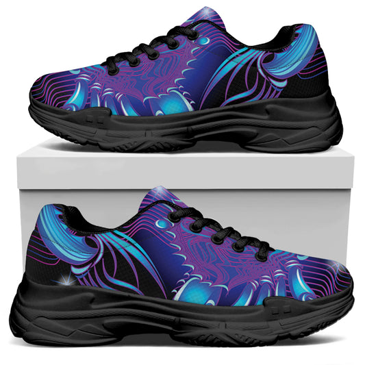 Dark Cancer Zodiac Sign Print Black Chunky Shoes