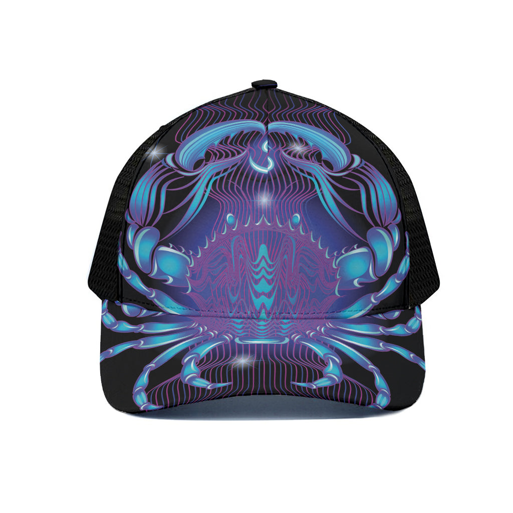 Dark Cancer Zodiac Sign Print Black Mesh Trucker Cap