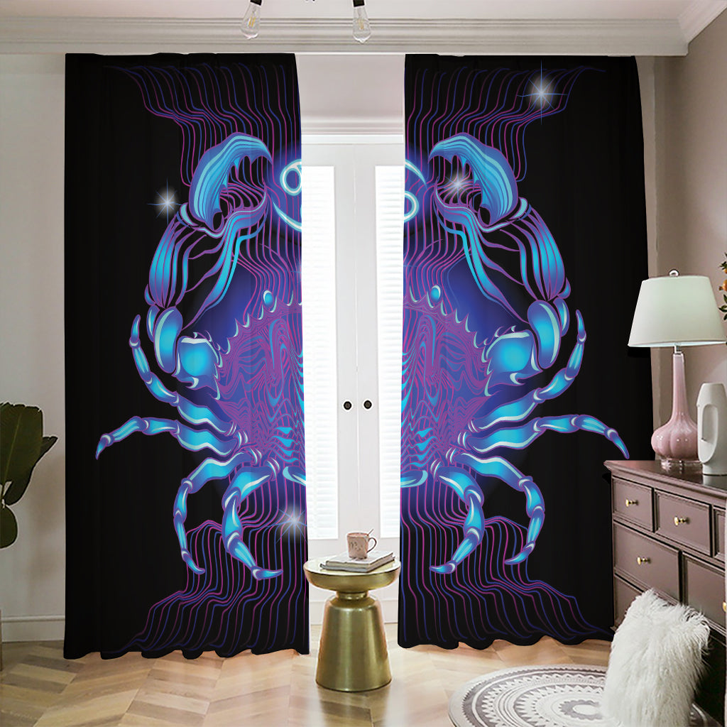 Dark Cancer Zodiac Sign Print Blackout Pencil Pleat Curtains