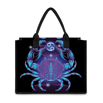 Dark Cancer Zodiac Sign Print Canvas Tote Bag