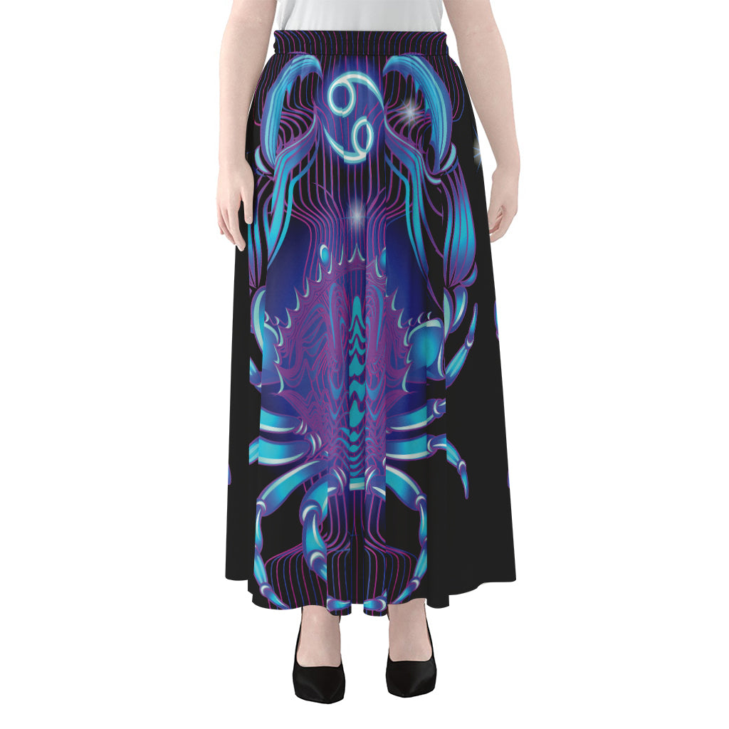 Dark Cancer Zodiac Sign Print Chiffon Maxi Skirt