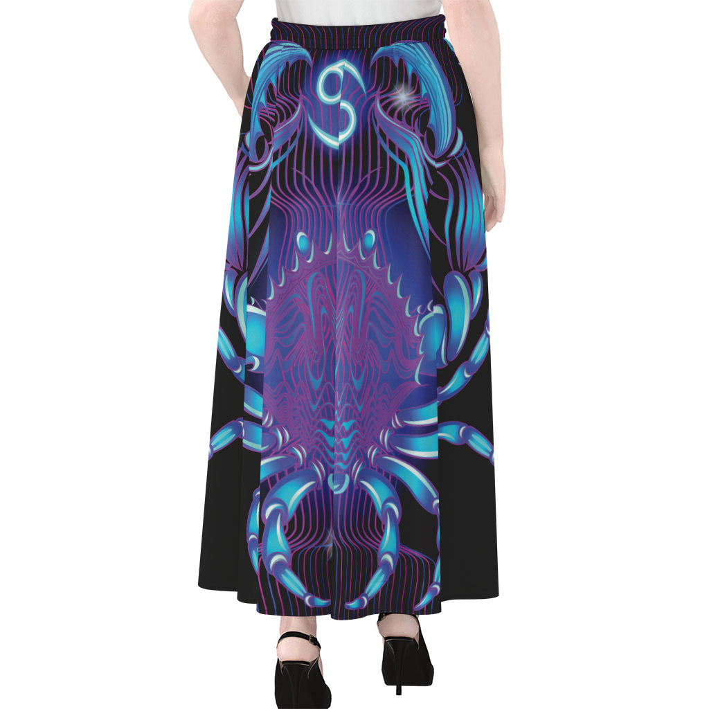 Dark Cancer Zodiac Sign Print Chiffon Maxi Skirt