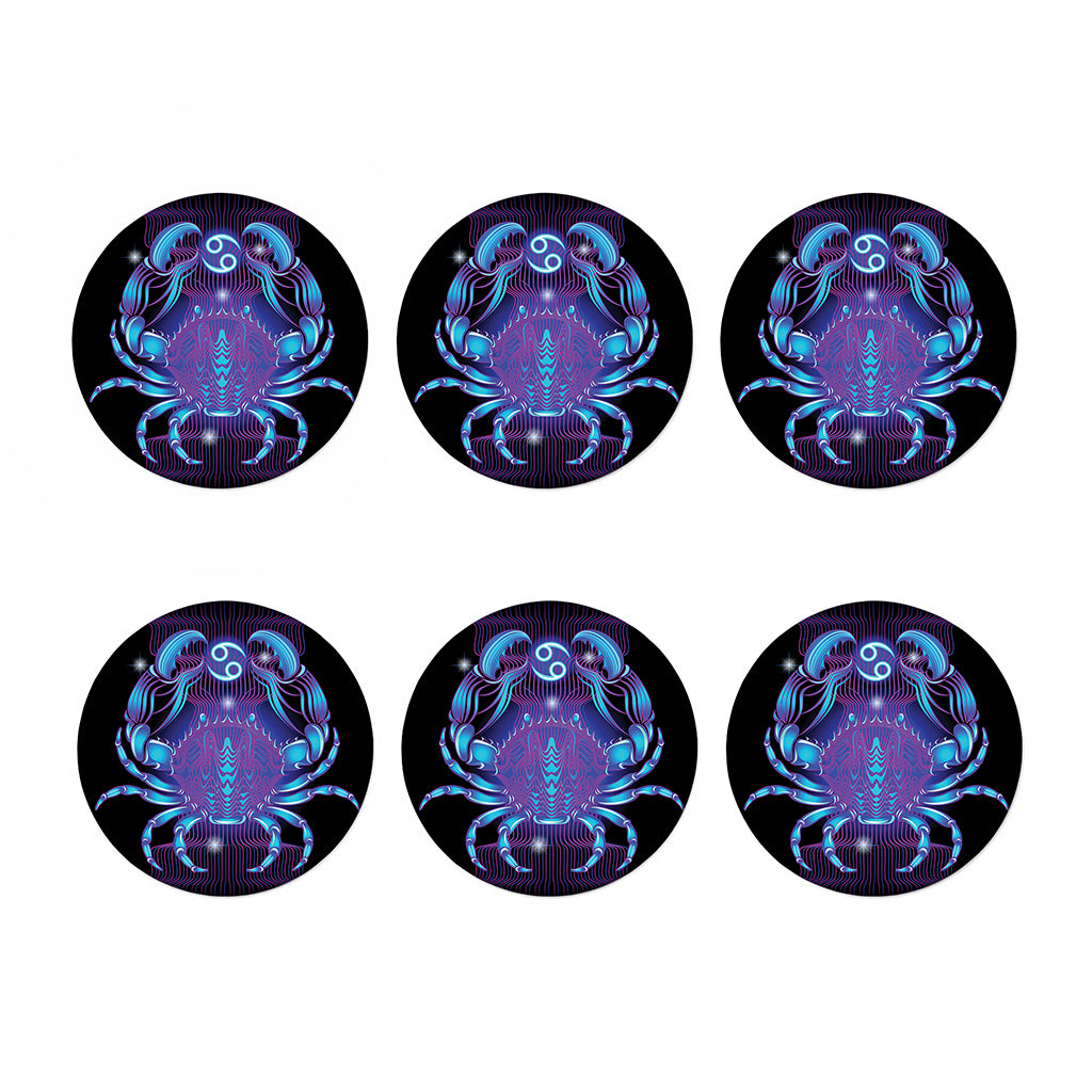 Dark Cancer Zodiac Sign Print Coaster Set