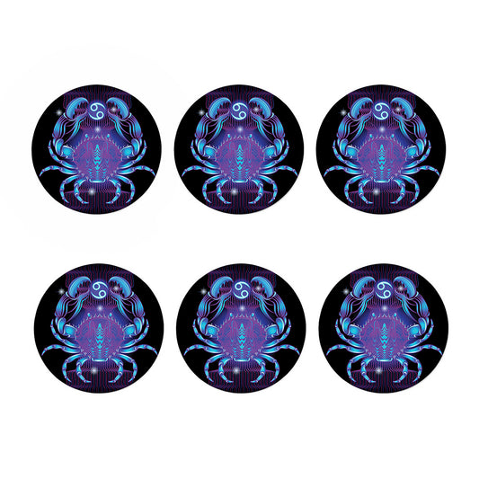 Dark Cancer Zodiac Sign Print Coaster Set