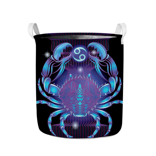 Dark Cancer Zodiac Sign Print Collapsible Laundry Basket