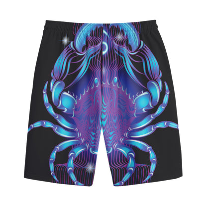 Dark Cancer Zodiac Sign Print Cotton Shorts