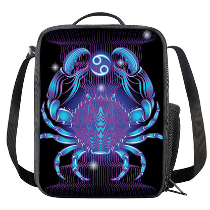 Dark Cancer Zodiac Sign Print Crossbody Lunch Bag