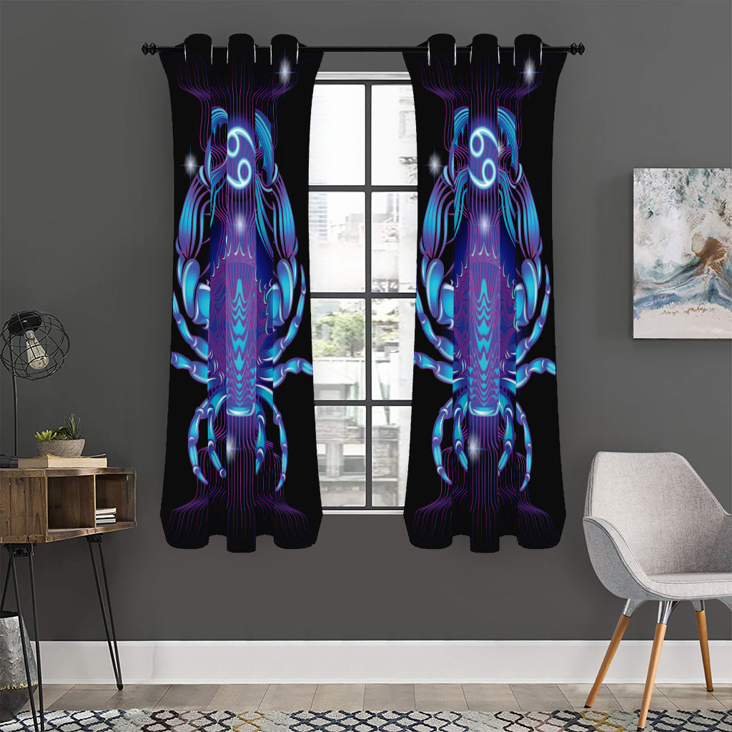 Dark Cancer Zodiac Sign Print Curtain