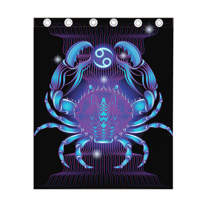 Dark Cancer Zodiac Sign Print Curtain