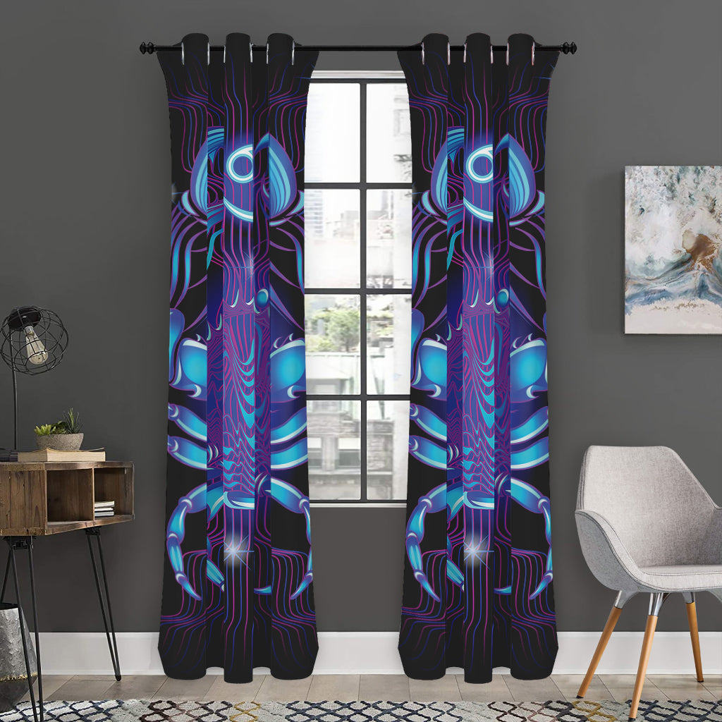 Dark Cancer Zodiac Sign Print Curtain