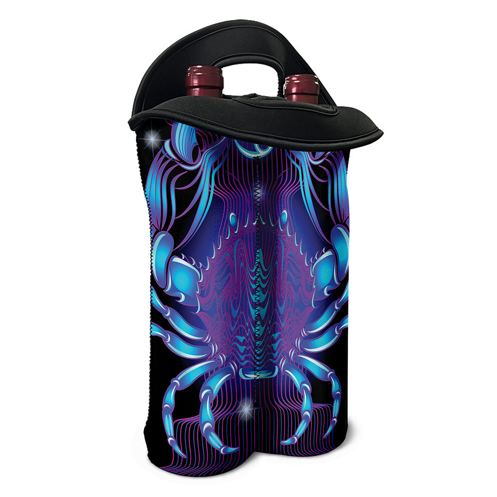 Dark Cancer Zodiac Sign Print Double Neoprene Wine Tote