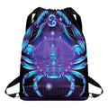 Dark Cancer Zodiac Sign Print Drawstring Backpack