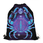 Dark Cancer Zodiac Sign Print Drawstring Bag