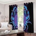 Dark Cancer Zodiac Sign Print Extra Wide Grommet Curtains