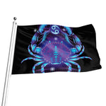 Dark Cancer Zodiac Sign Print Flag