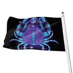 Dark Cancer Zodiac Sign Print Flag