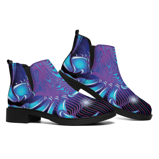 Dark Cancer Zodiac Sign Print Flat Ankle Boots