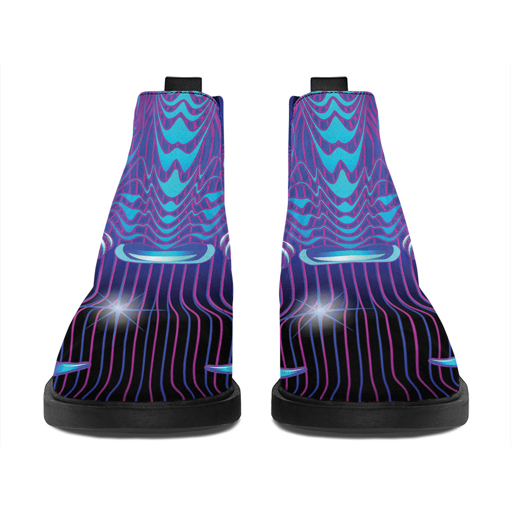 Dark Cancer Zodiac Sign Print Flat Ankle Boots