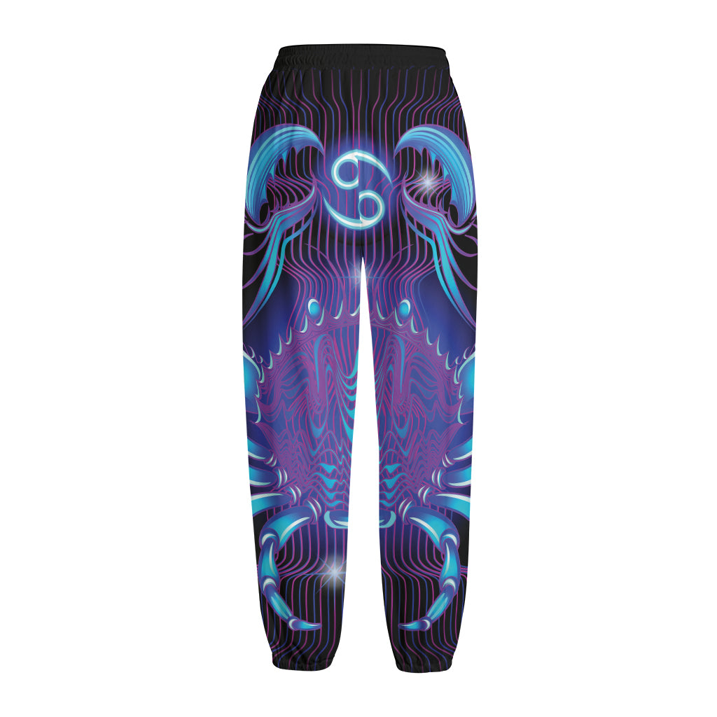 Dark Cancer Zodiac Sign Print Fleece Lined Knit Pants
