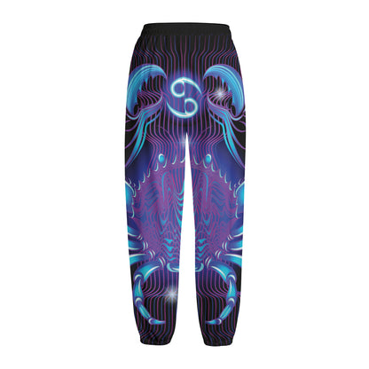 Dark Cancer Zodiac Sign Print Fleece Lined Knit Pants