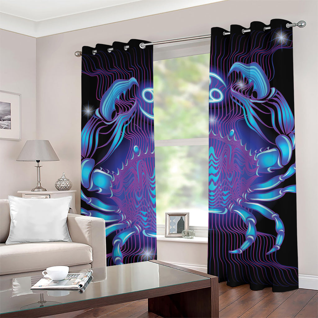 Dark Cancer Zodiac Sign Print Grommet Curtains