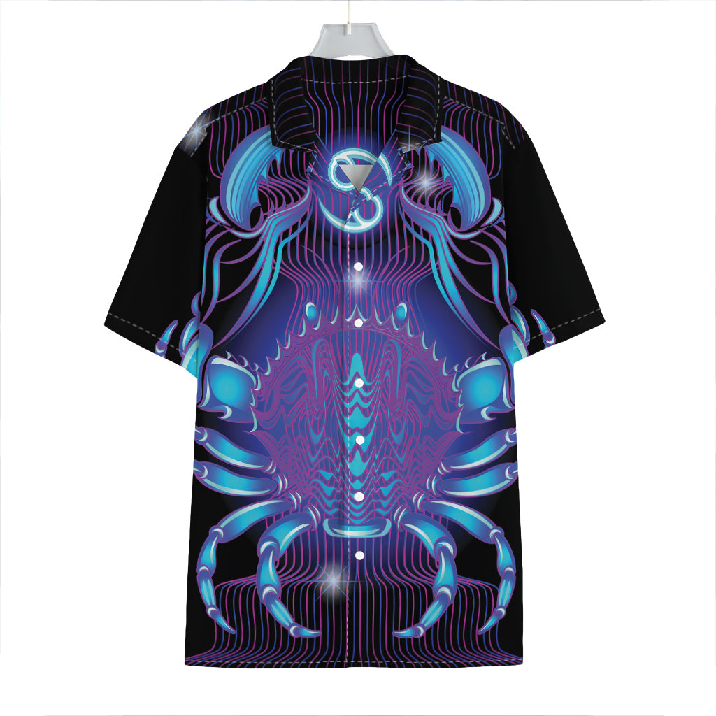 Dark Cancer Zodiac Sign Print Hawaiian Shirt