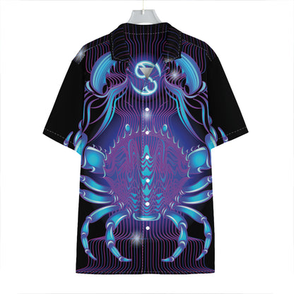 Dark Cancer Zodiac Sign Print Hawaiian Shirt