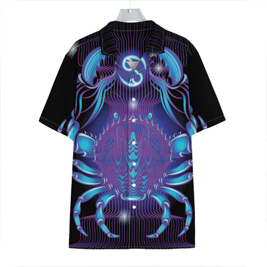 Dark Cancer Zodiac Sign Print Hawaiian Shirt