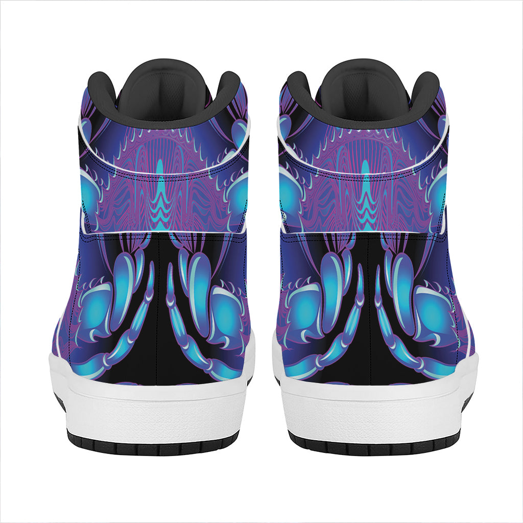Dark Cancer Zodiac Sign Print High Top Leather Sneakers