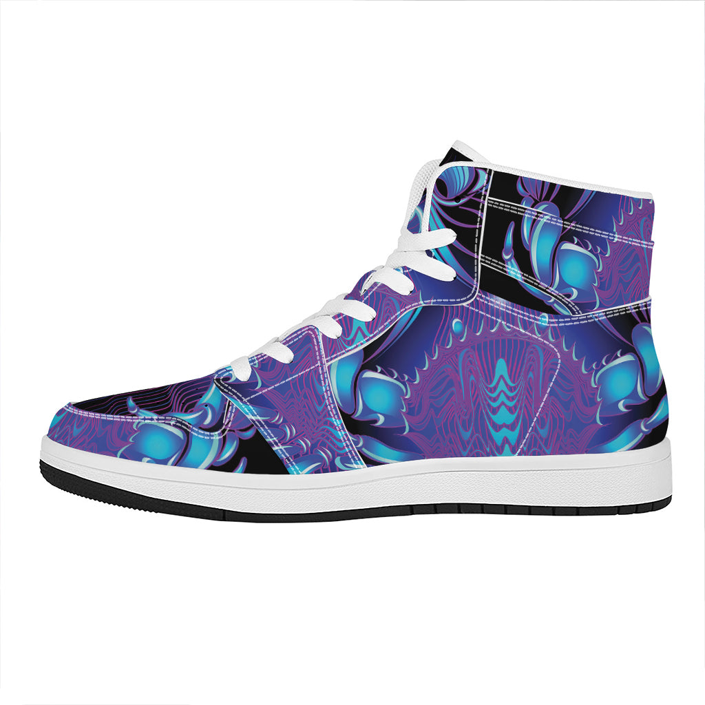 Dark Cancer Zodiac Sign Print High Top Leather Sneakers
