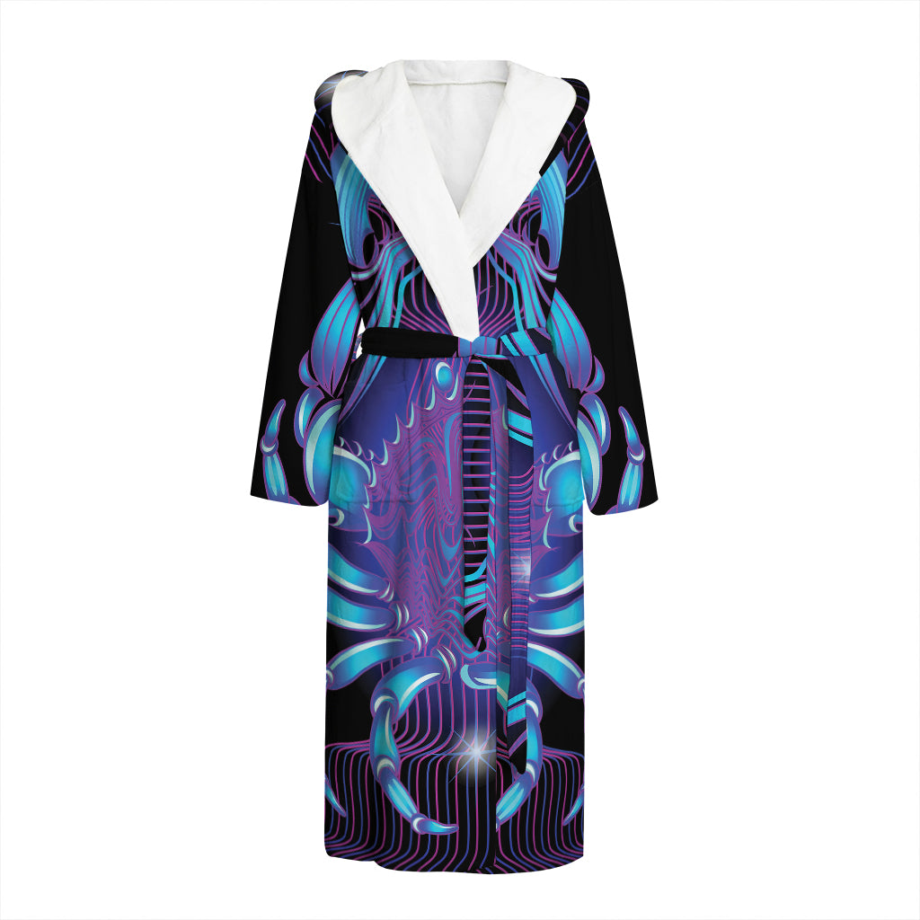 Dark Cancer Zodiac Sign Print Hooded Bathrobe