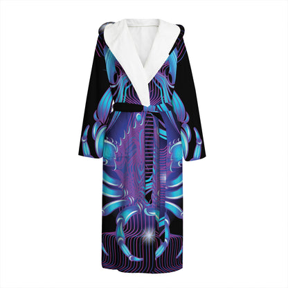 Dark Cancer Zodiac Sign Print Hooded Bathrobe
