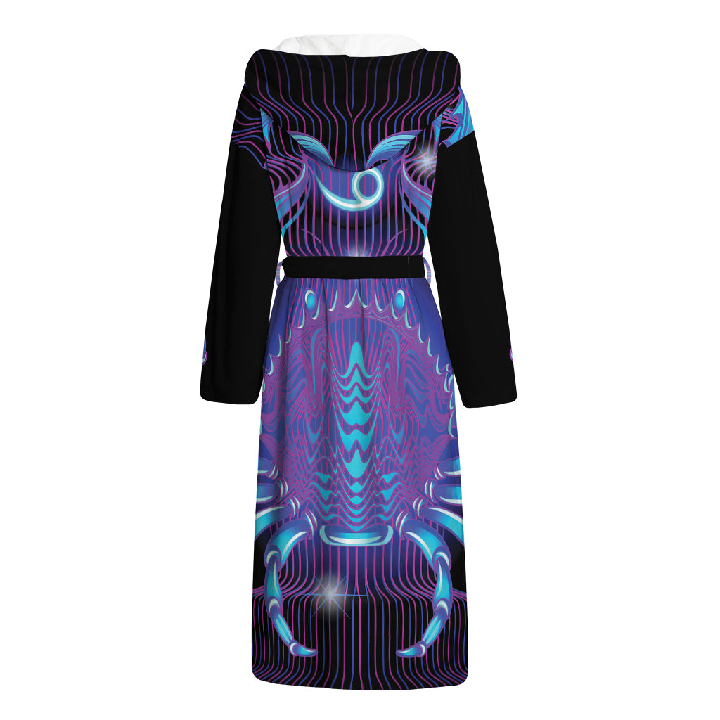 Dark Cancer Zodiac Sign Print Hooded Bathrobe
