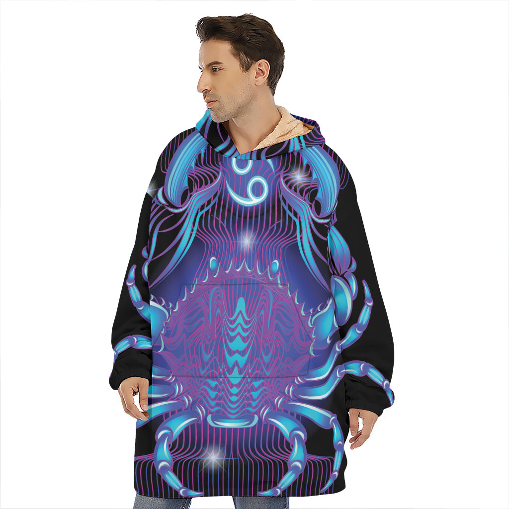 Dark Cancer Zodiac Sign Print Hoodie Blanket