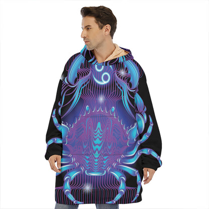 Dark Cancer Zodiac Sign Print Hoodie Blanket