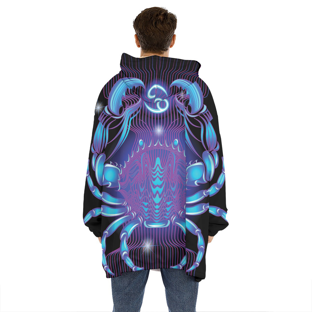 Dark Cancer Zodiac Sign Print Hoodie Blanket