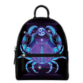 Dark Cancer Zodiac Sign Print Leather Backpack