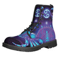 Dark Cancer Zodiac Sign Print Lace-Up Boots