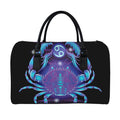 Dark Cancer Zodiac Sign Print Leather Duffel Bag
