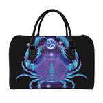 Dark Cancer Zodiac Sign Print Leather Duffle Bag