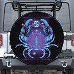 Dark Cancer Zodiac Sign Print Leather Spare Tire Cover