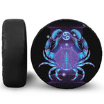 Dark Cancer Zodiac Sign Print Leather Spare Tire Cover